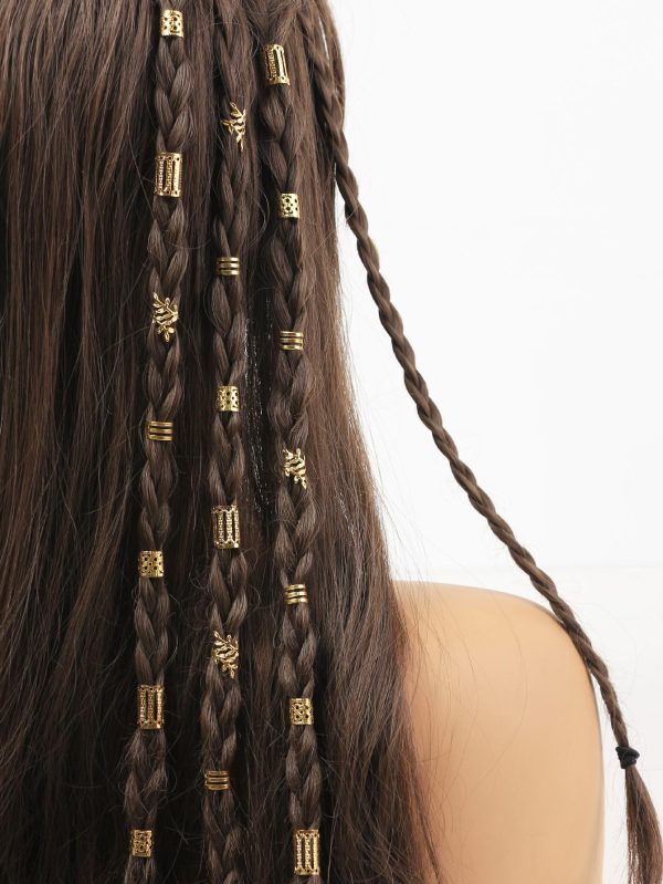 40pcs Gold Hair Loop Set, Street Style, Party Braided Hair Accessory Gold Head Piece