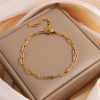 Camhanno 1 Piece Of Simple Casual Fashion Stainless Steel Round Snake Flat Snake Bracelet Is Suitable For Daily Wear, Gifts For Couples - Image 2