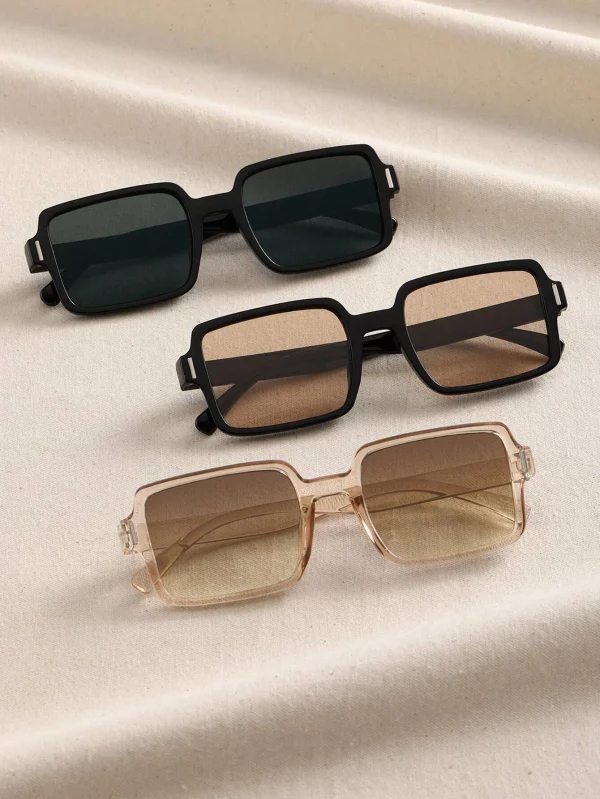 Elegant 3pairs Women Square Frame Fashionable Sunglasses, For Daily Life Beach Accessories For Women Glasses Shades