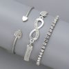3pcs/Set Fashionable Heart Shape & Infinite Luck Element Design Bracelet And Bangle Set With Rhinestone Inlay, Ideal Gift For Party, Jewelry - Image 3