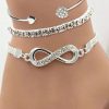 3pcs/Set Fashionable Heart Shape & Infinite Luck Element Design Bracelet And Bangle Set With Rhinestone Inlay, Ideal Gift For Party, Jewelry - Image 2