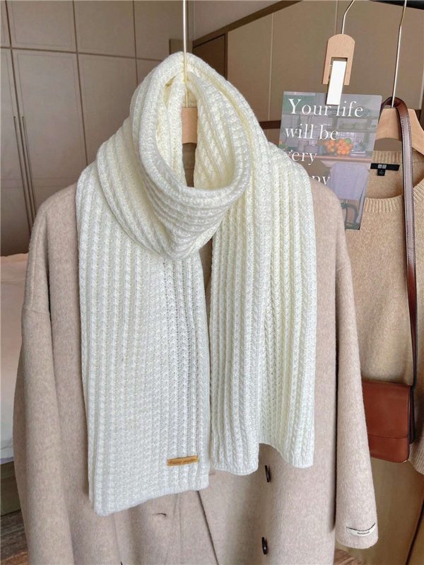 1pc Women's Solid Color Thick Knitted Knit Scarf Neck Warmer, Suitable For Winter Outfits Casual