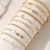 10pcs Set Fashionable & Elegant Copper Inlaid Rhinestone & Faux Pearl Star Silver Bracelets, Suitable For Women Daily Wear - Image 2